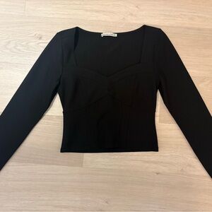 Abercrombie Black Sweetheart Neckline Long Sleeve Top